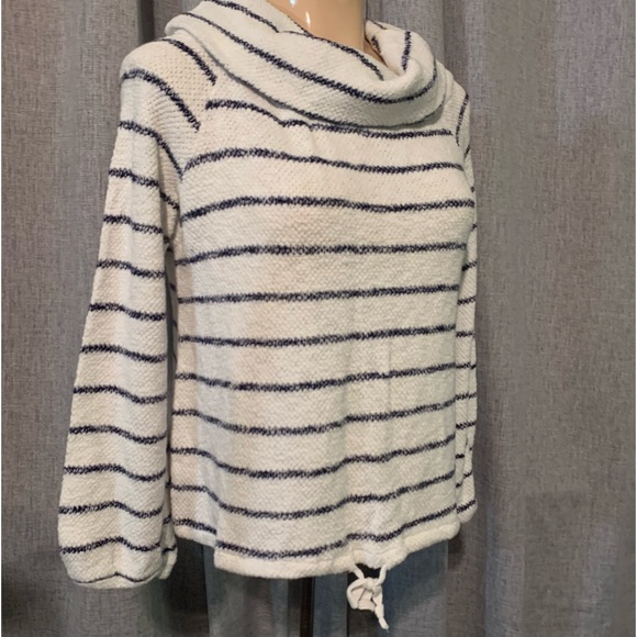 Caslon Tops - Caslon Womens M Black White Striped long, Sleeve Pullover Cowl Neck Sweater